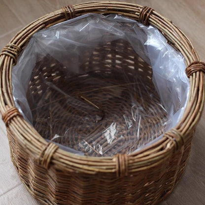 Rustic Round Wicker Planter with Liner