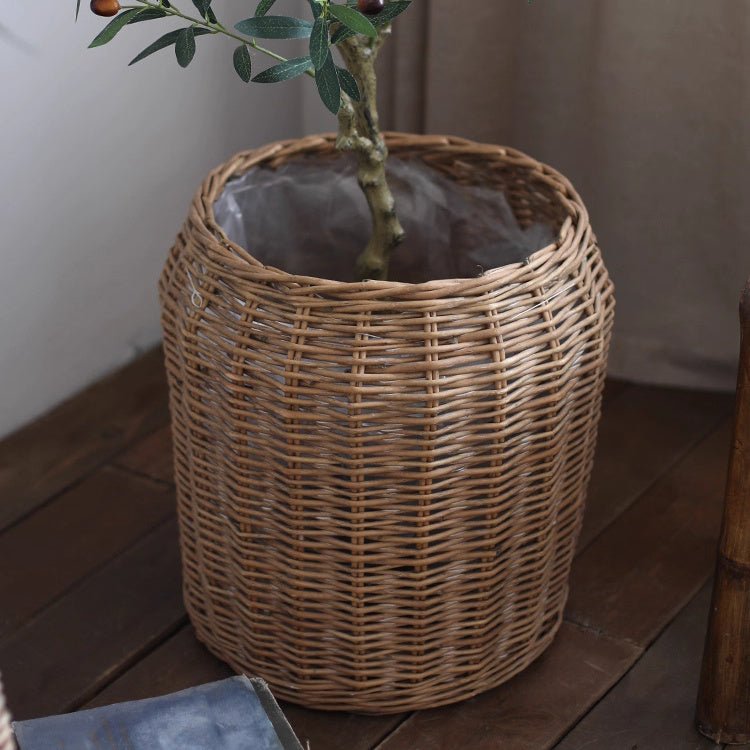 Natural Wicker Floor Planter Basket with Liner