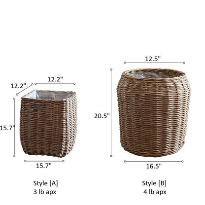Natural Wicker Floor Planter Basket with Liner