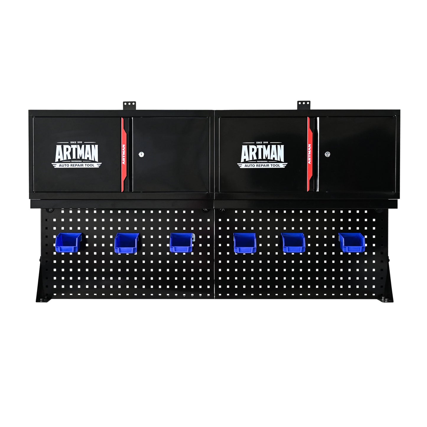 Wall-Mounted Double-Door Cabinet with Tool Rack