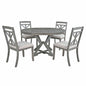 Dining Set With Extendable Round Table And 4 Upholstered Chairs