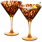 Tortoise Leopard Print Martini 9oz - Set of 2, 7.1" Spotted Borosilicate Cocktail