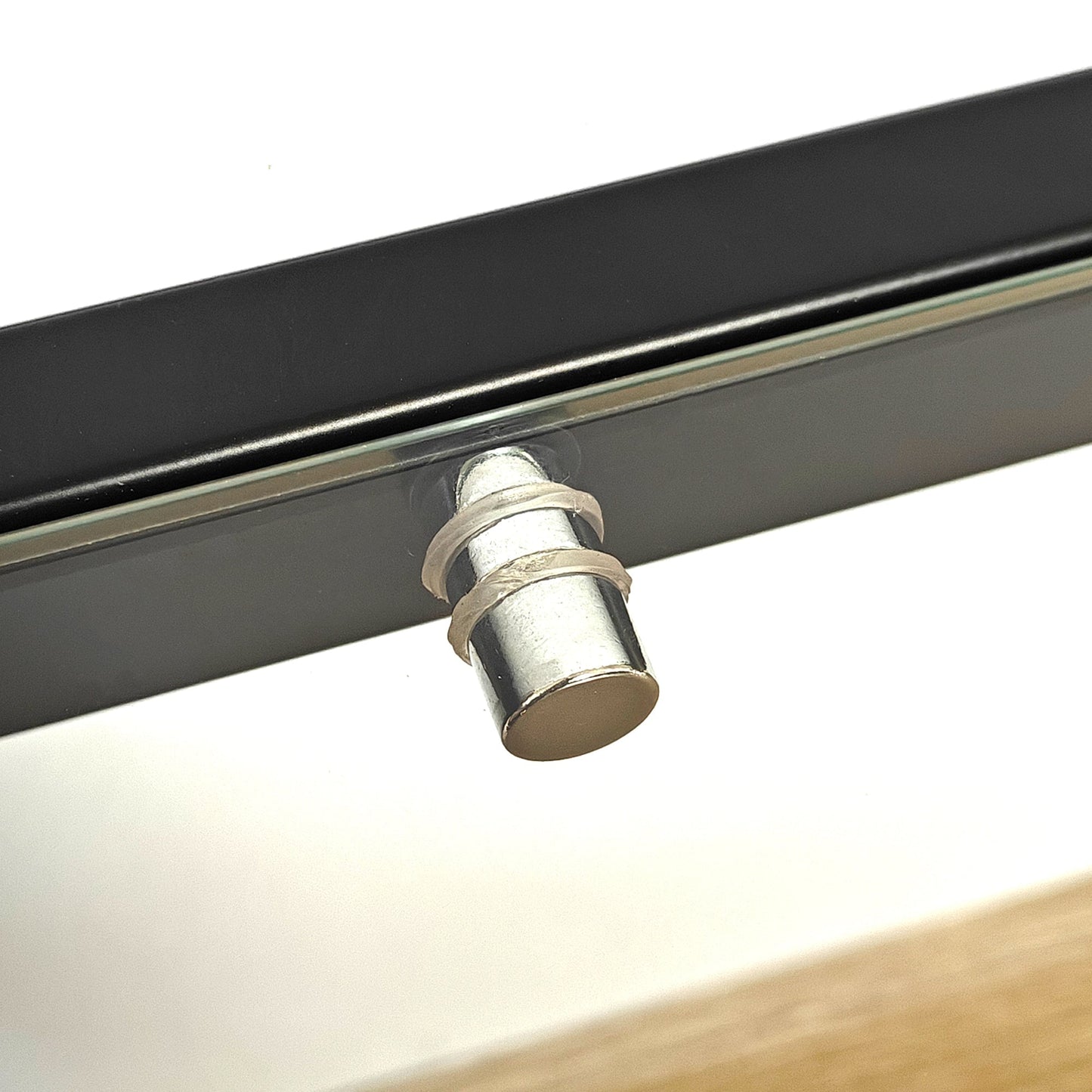 1 Piece Modern End Table with Drawer - Natural Wood & Tempered Glass