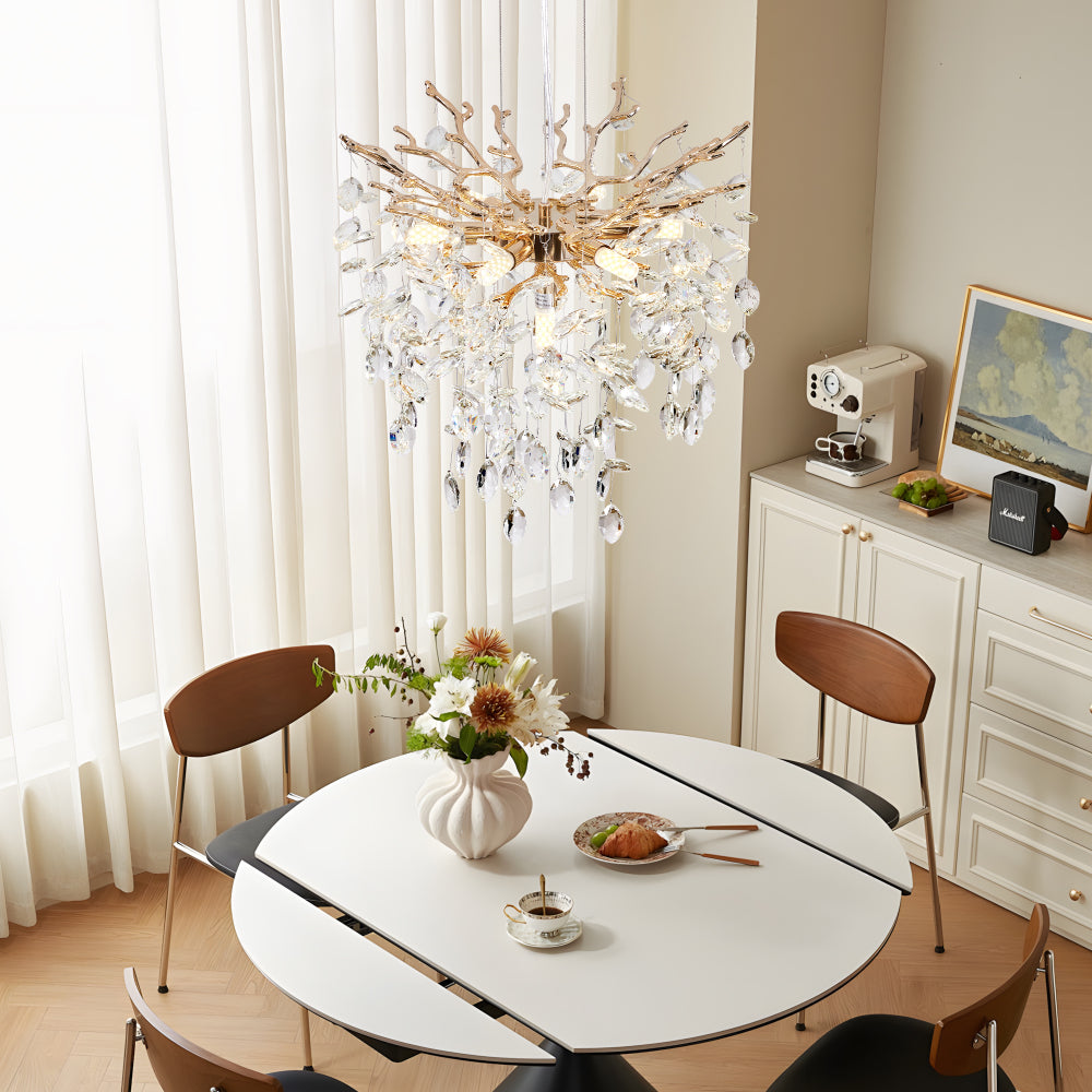 Gold Tree Branch Crystal Chandelier | Modern Luxury Pendant Light for Dining Room, Living Room & Bedroom