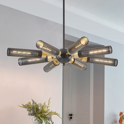 34' Modern Industrial Sputnik 8-Light Chandelier