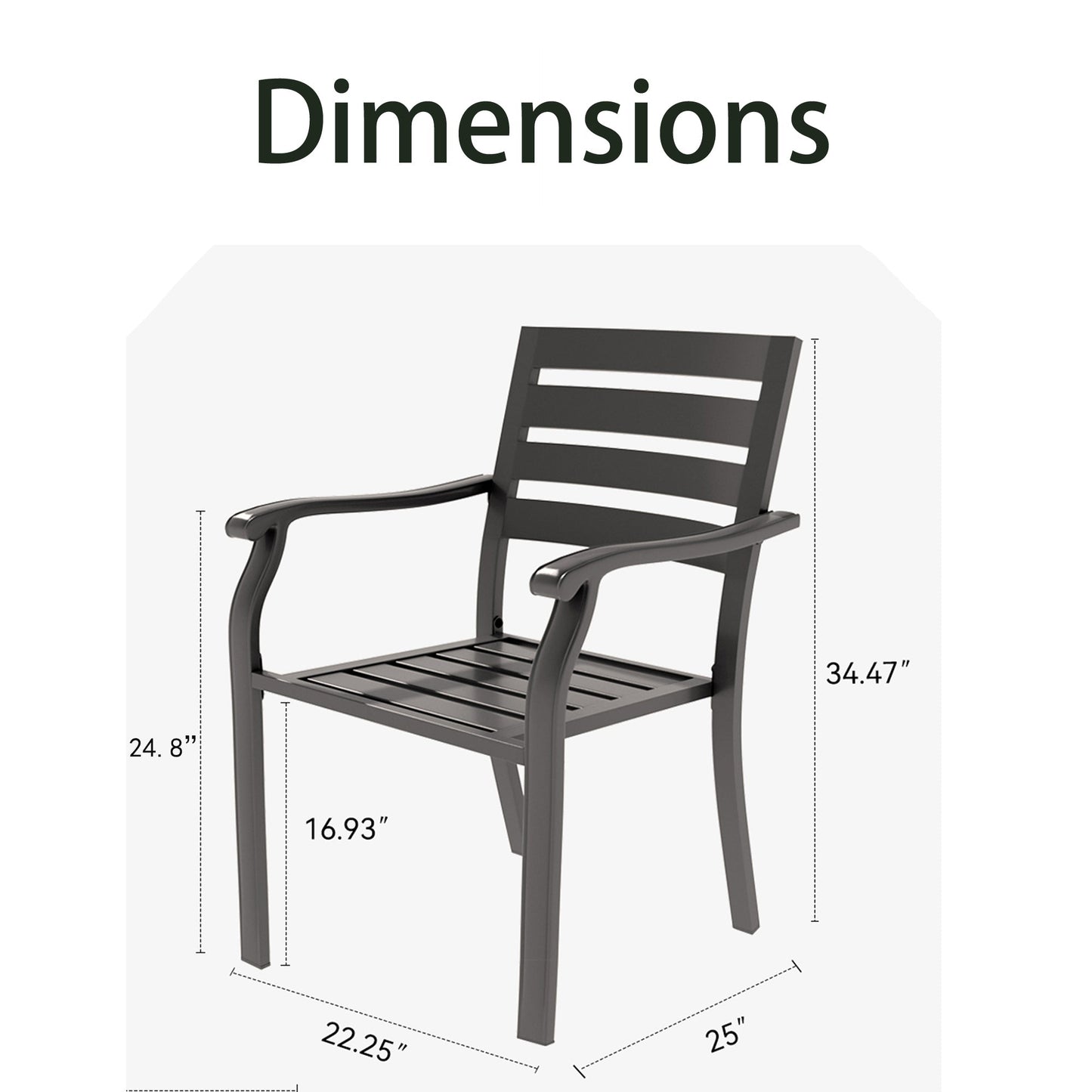 VRSHWO Iron Terrace Dining Chairs Set of 2 - Black