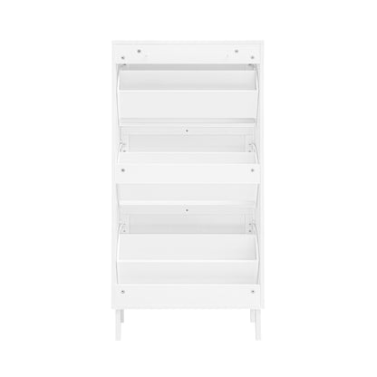 Modern Rattan 3 Door Shoe Rack Cabinet for Entryway