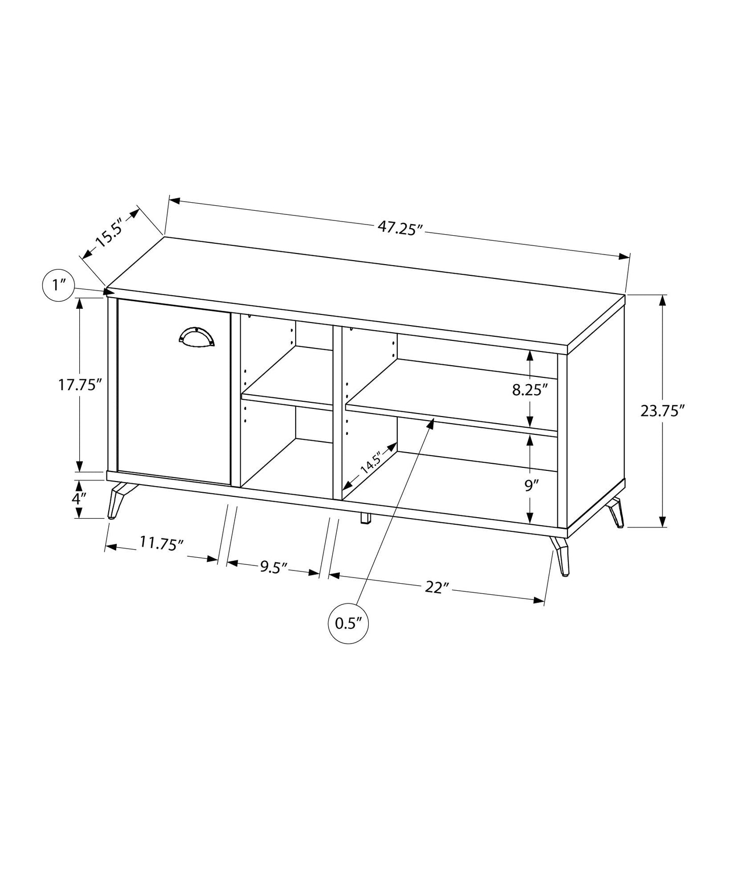48 Inch TV Stand Console for Living Room and Bedroom
