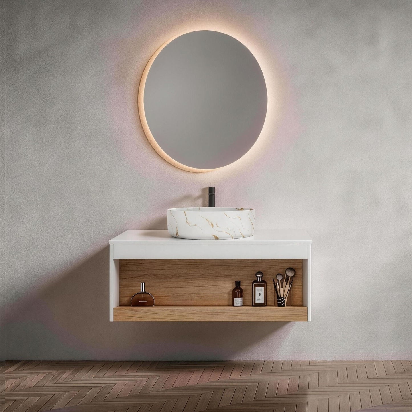 Floating Bathroom Vanity With Vessel Sink
