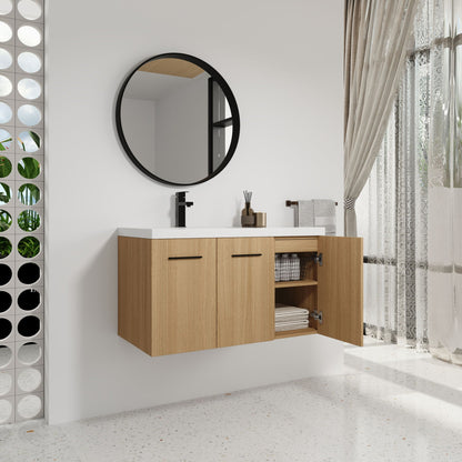 Wall Mounted Floating Bathroom Vanity With Sink, 3 Door Modular Cabinet