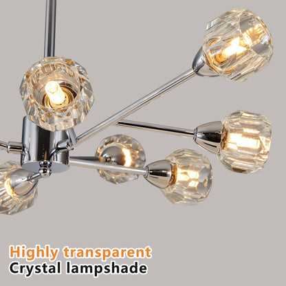 28" Modern Crystal Chandelier With 9 Lights