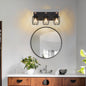 Industrial Black Cage Wall Sconce with Wood Accents | 3/4/5/6/7-Light Vintage Fixture for Bathroom, Hallway & Living Room