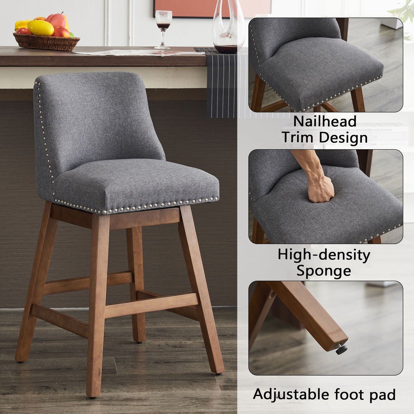 Upholstered Swivel Bar Stool