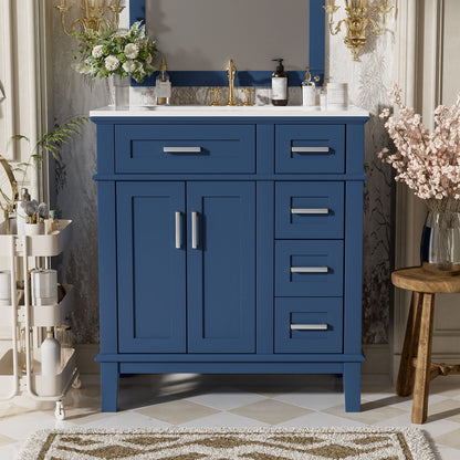Modern Bathroom Vanity With Sink, Storage Cabinet, Soft Close Doors, Deep & Standard Drawers