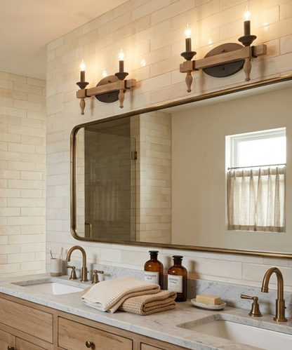 Glenwood 14"W 2-Light Aged Bronze and Distressed Oak Finish Bathroom Vanity Light Fixture