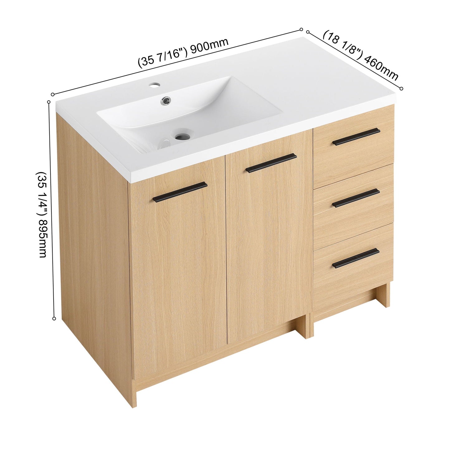 Wall Mounted Floating Bathroom Vanity With Sink, Door & Drawers Modular Cabinet