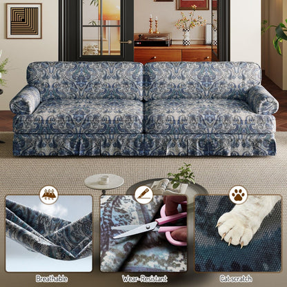 Luxuriously Comfortable Cloud Couch With Elegant Rolled Arms & Pleated Skirt Design