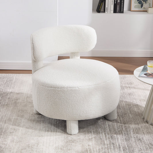 Teddy Fabric Armless Accent Chair with Curved Backrest