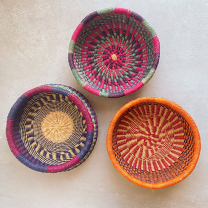 Round Bolga Basket - Assorted Colors