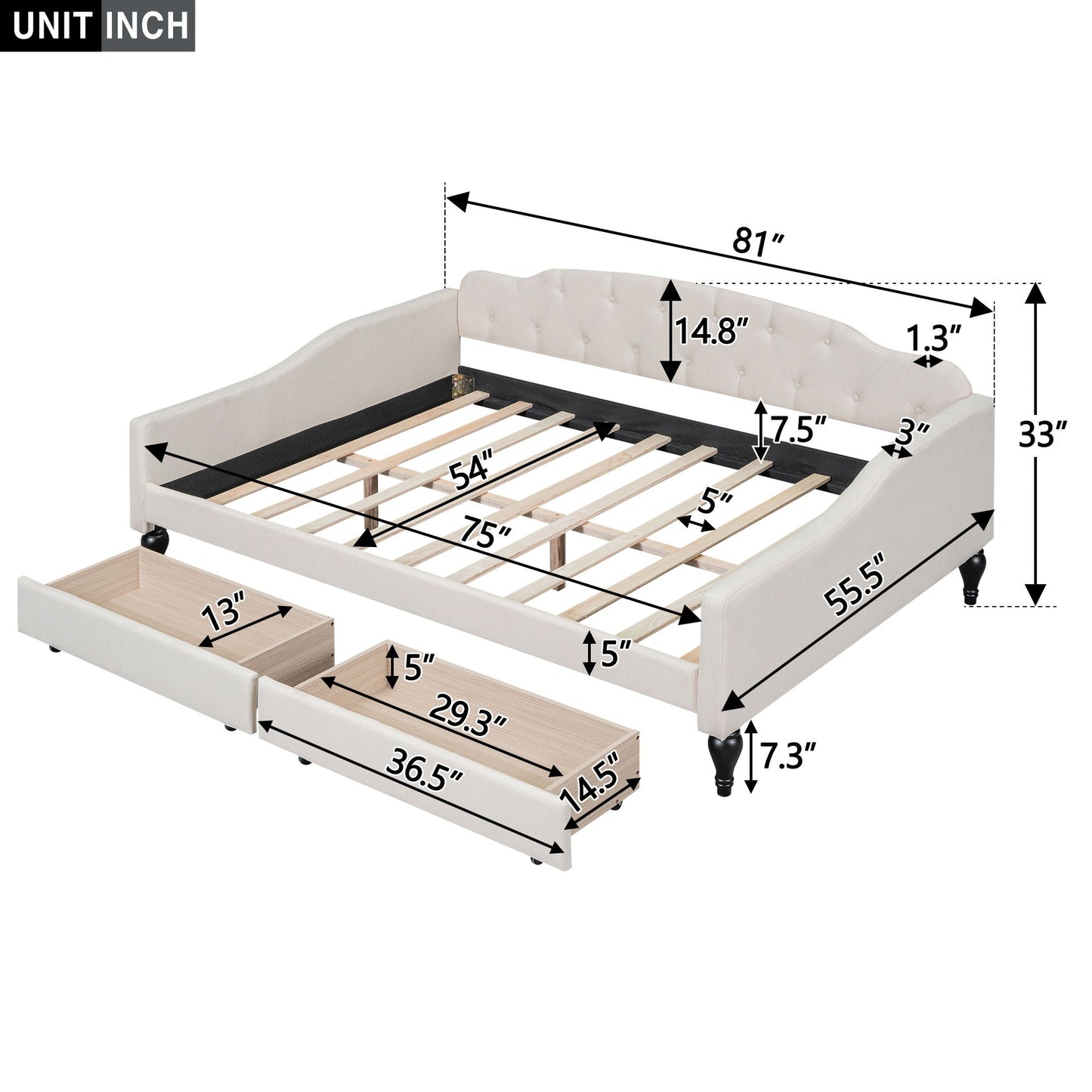 Upholstered Tufted Daybed