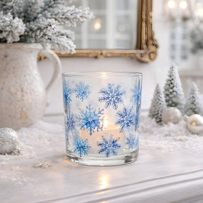 Snowflakes Votive Glass 3 Inch Holder