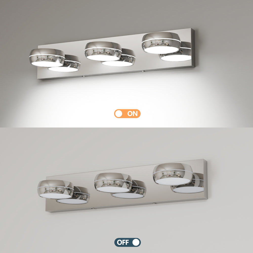 Modern Chrome LED Vanity Light Bar | 3/4/5/6-Light Bathroom Fixture over Mirror for Makeup & Daily Use