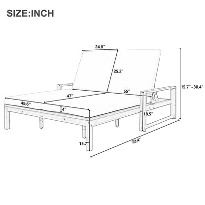 Outdoor Double Lounge Chair With 5 Position Adjustable Backrest
