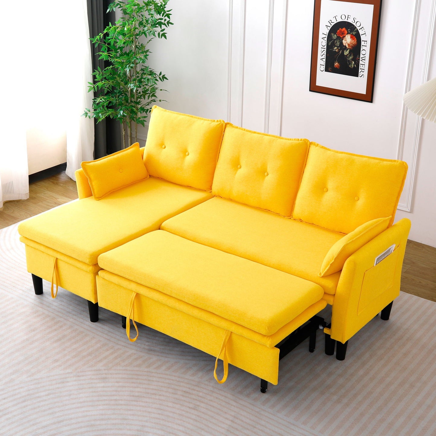 L-Shaped Reversible Chaise Sectional Sofa With Storage