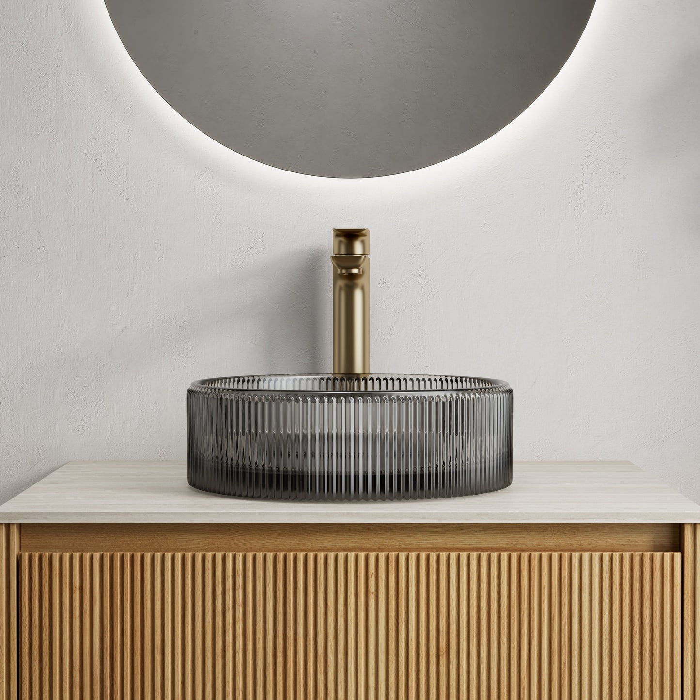 Sonny 16'' Bathroom Round Crystal Glass Sink Transparent