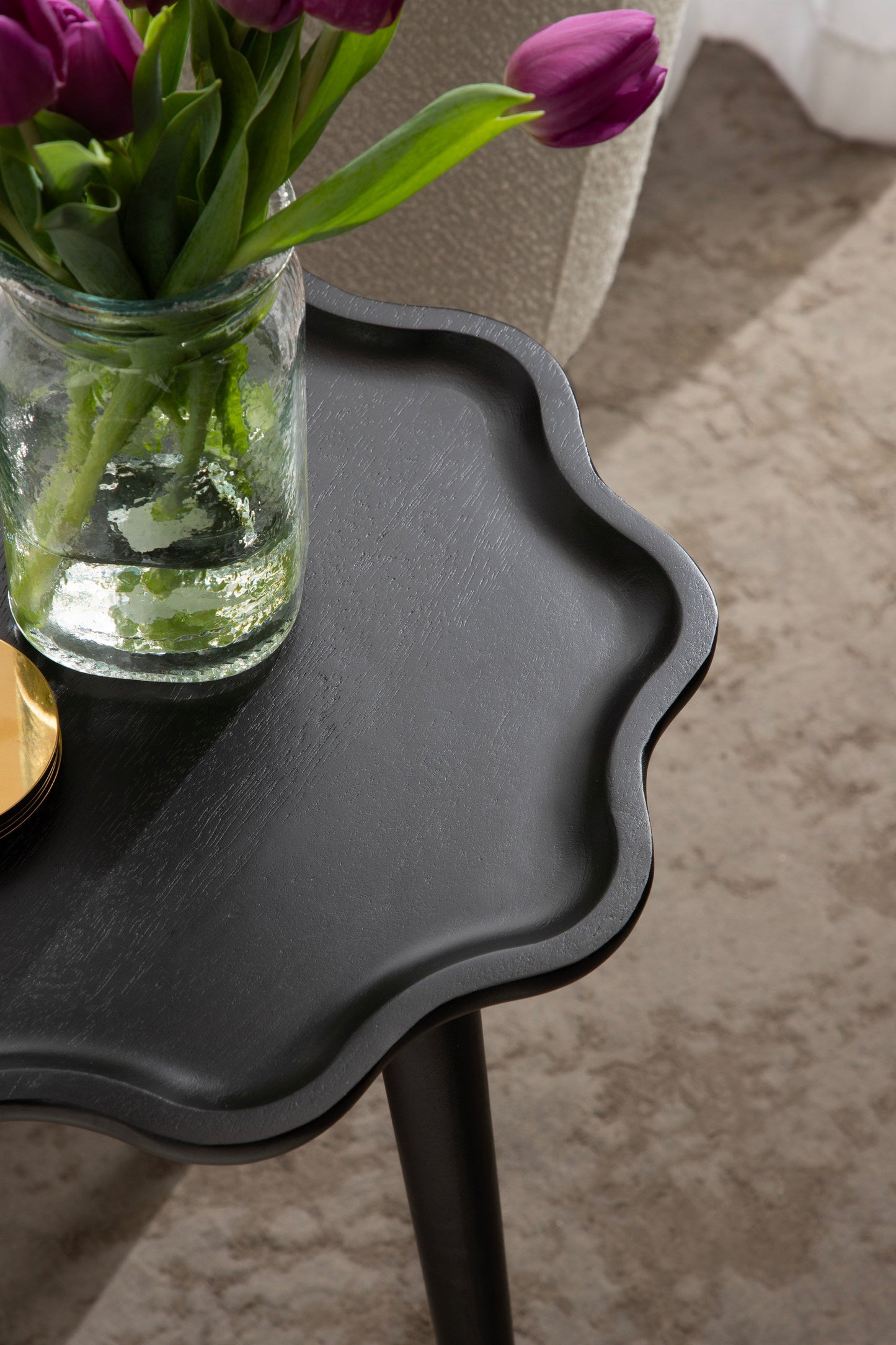 Alezar Scallop Wood Side Table