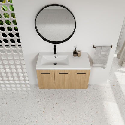 Wall Mounted Floating Bathroom Vanity With Sink, 3 Door Modular Cabinet