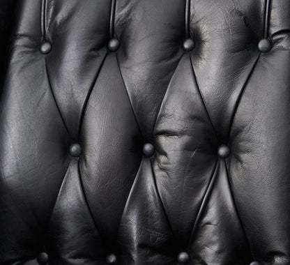 Tufted English Rolled Arm Wing Chair - Top Grain Leather