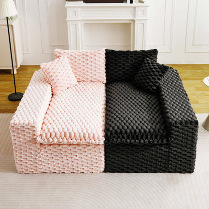 Multifunctional Sofa Pink Black, Fits 4 People