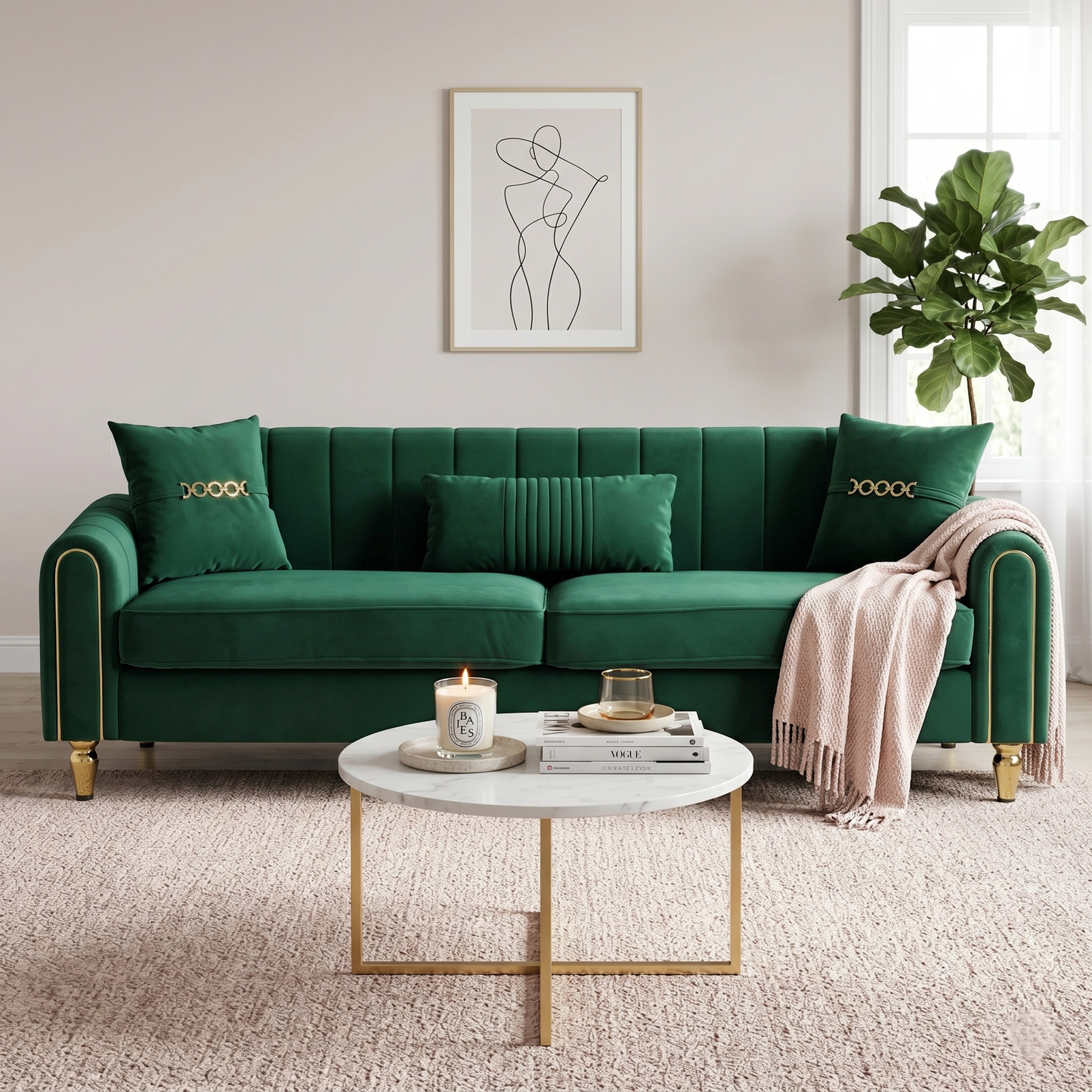 FX-P11-GR 3 Seater Contemporary Upholstered Sofa