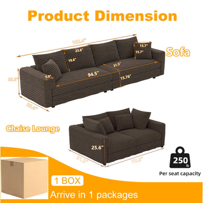 4 Seat Modern Comfy Upholstered Sofa Cloud Couch
