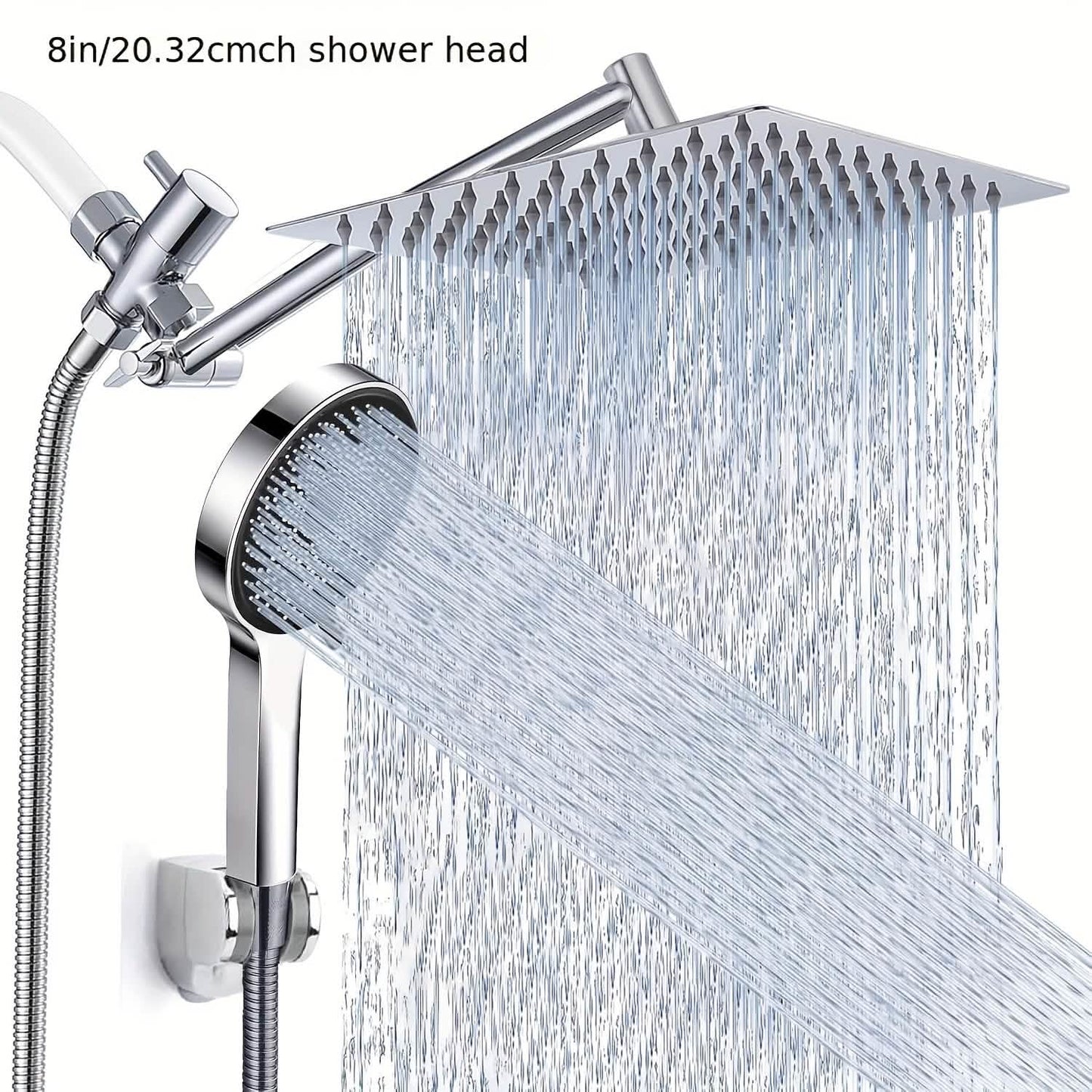 High Pressure Rainfall & Handheld Shower Head – Adjustable, Chrome/Black