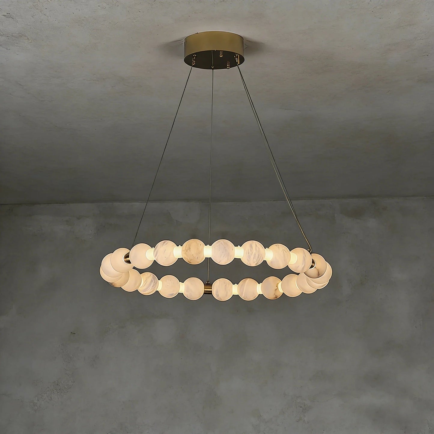 Alabaster Beaded Ring Chandelier