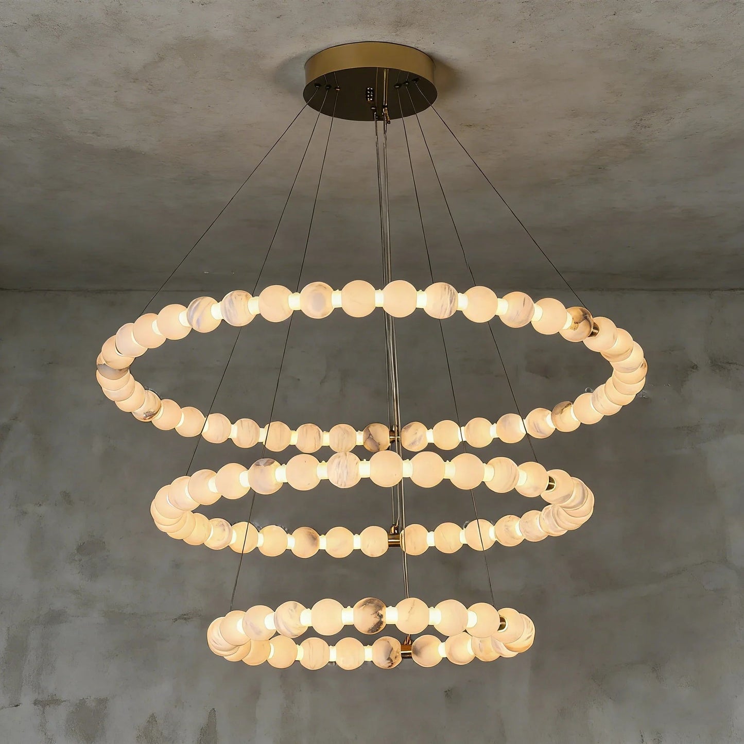 Alabaster Beaded Ring Chandelier