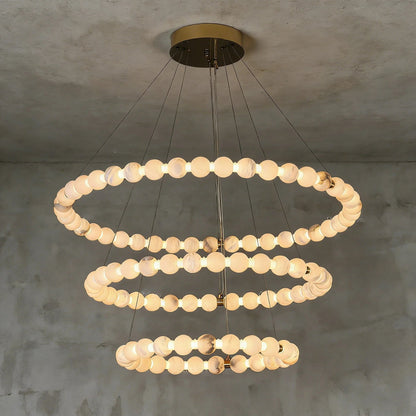 Alabaster Beaded Ring Chandelier
