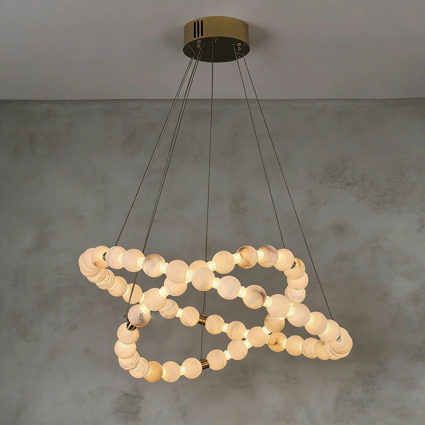 Alabaster Beaded Ring Chandelier