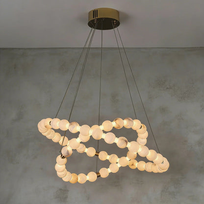 Alabaster Beaded Ring Chandelier