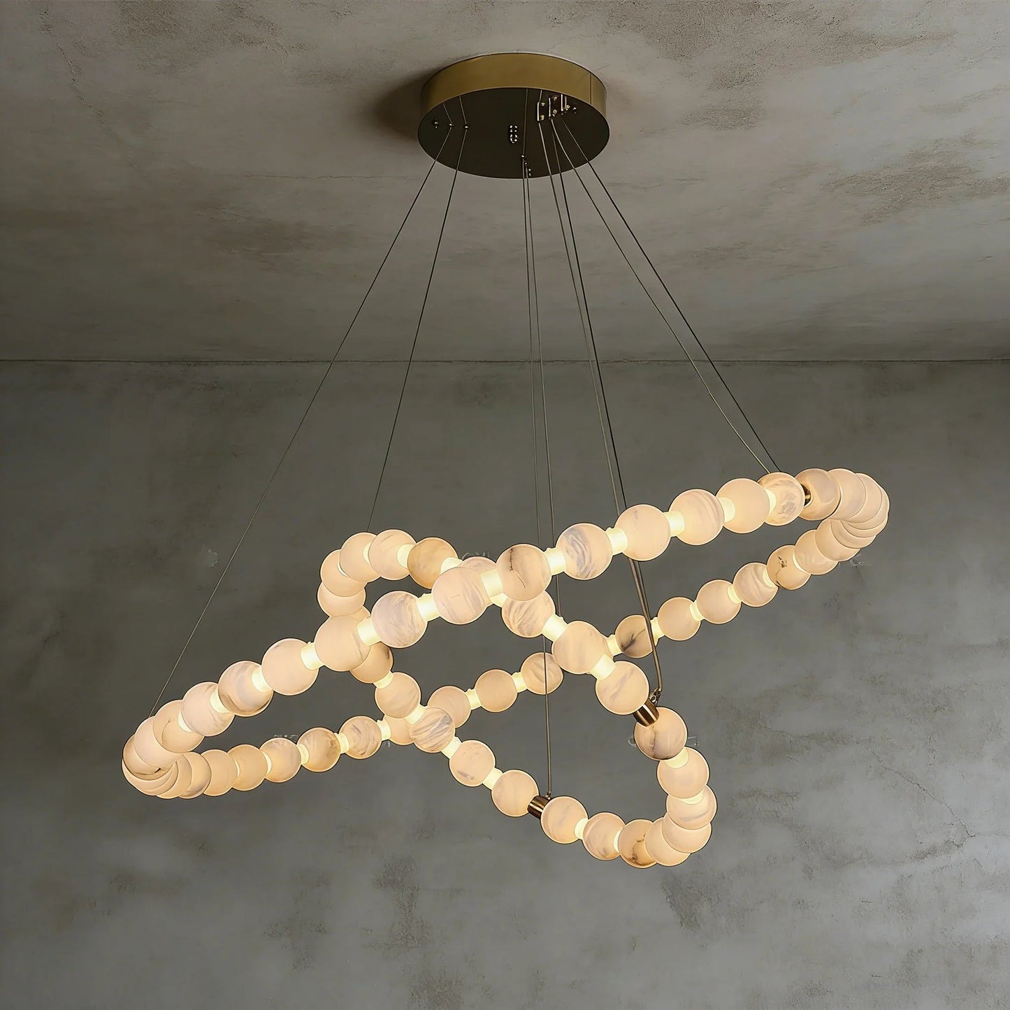 Alabaster Beaded Ring Chandelier