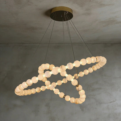 Alabaster Beaded Ring Chandelier