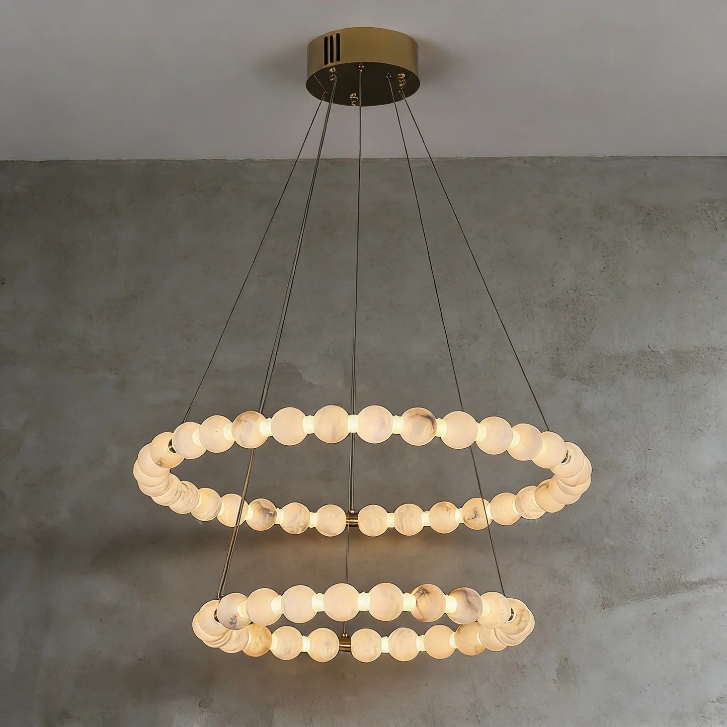 Alabaster Beaded Ring Chandelier