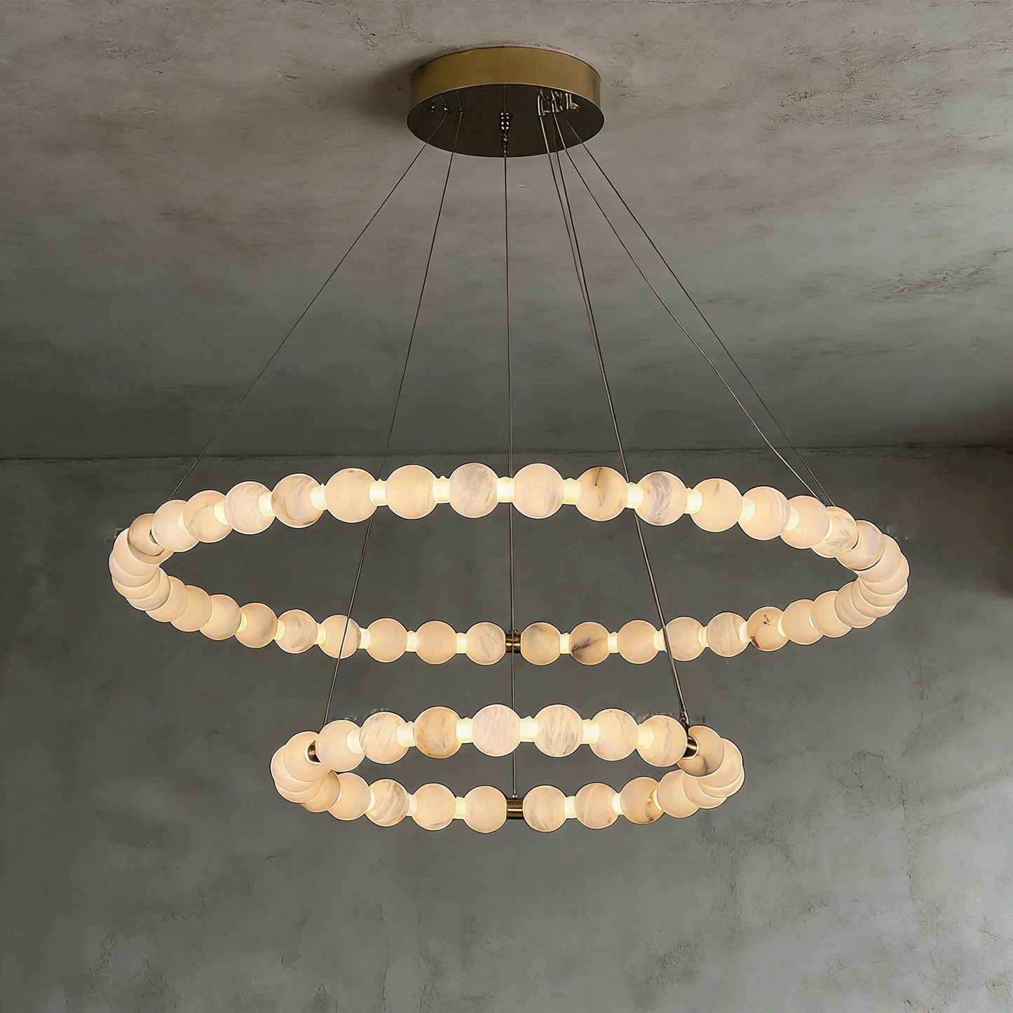 Alabaster Beaded Ring Chandelier