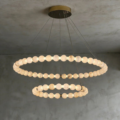 Alabaster Beaded Ring Chandelier
