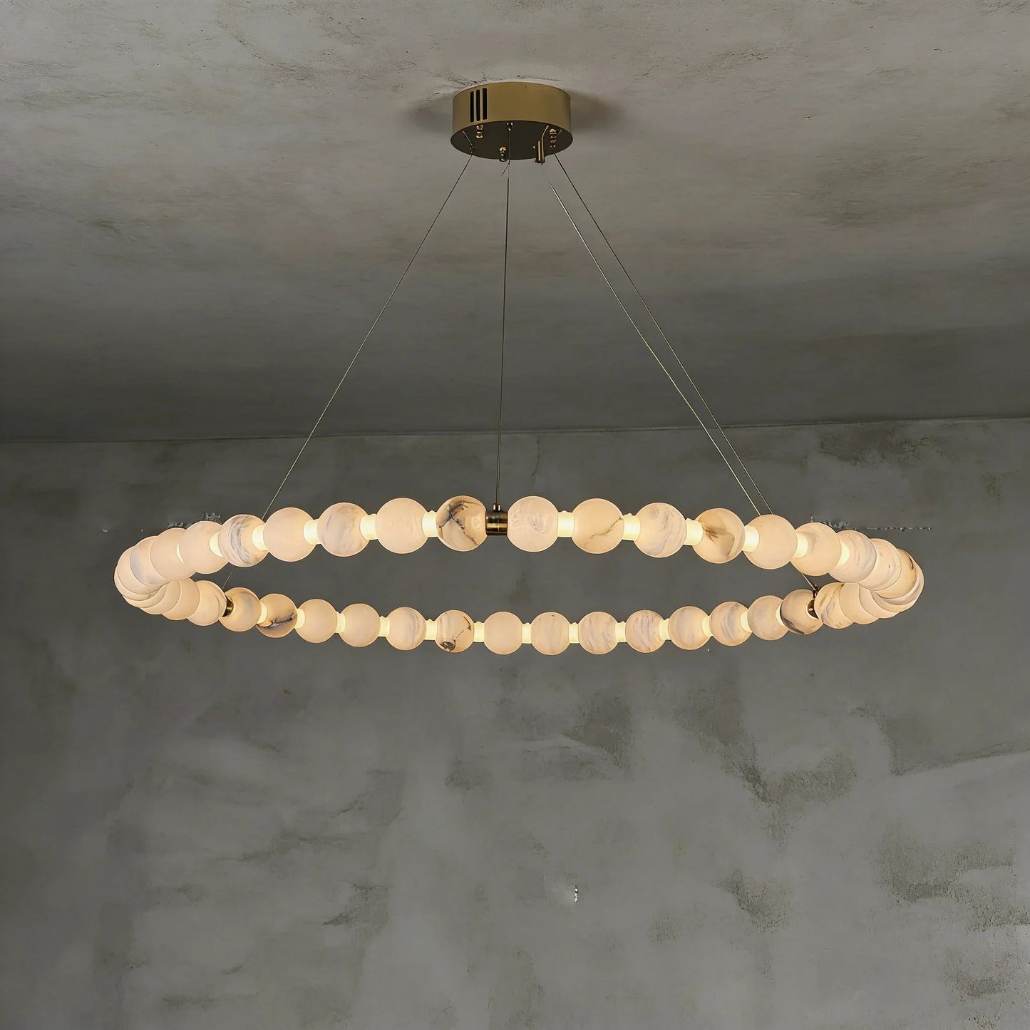 Alabaster Beaded Ring Chandelier