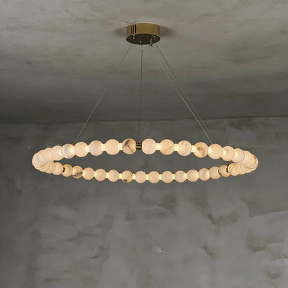 Alabaster Beaded Ring Chandelier
