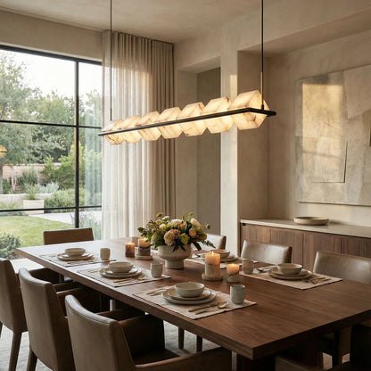 Alabaster Box Cube Linear Chandelier