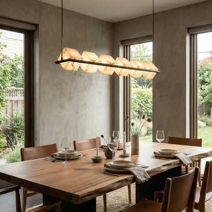 Alabaster Box Cube Linear Chandelier